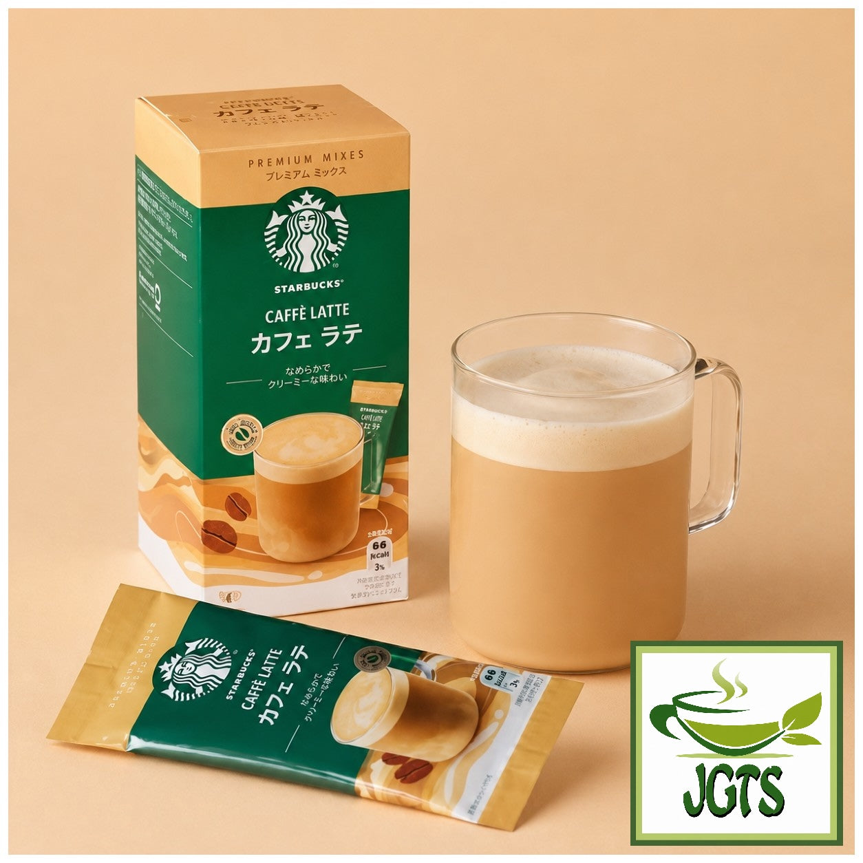 Starbucks - Premium Mix Caffe Latte - Box and one stick brewed in cup 