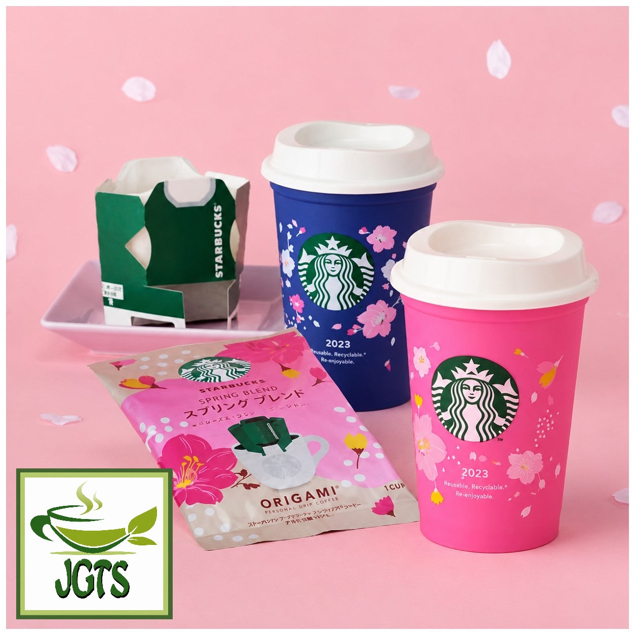 Starbucks Origami Personal Drip Coffee Spring Blend and Cup (1 Pack) - Pink and purple cups with package