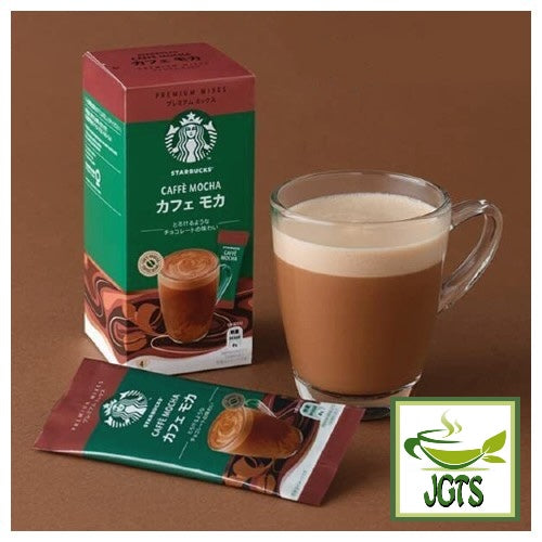 Starbucks Premium Mix Cafe Mocha - Box and one stick brewed in cup 
