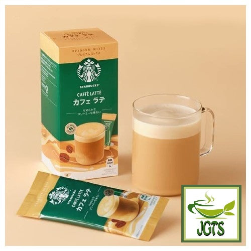 Starbucks Premium Mix Caffe Latte - Box and one stick brewed in cup 