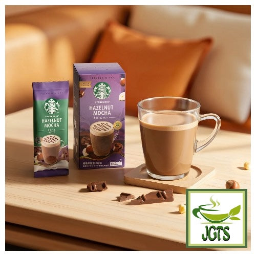 Starbucks Premium Mix Hazelnut Mocha Latte - Fresh brewed in glass