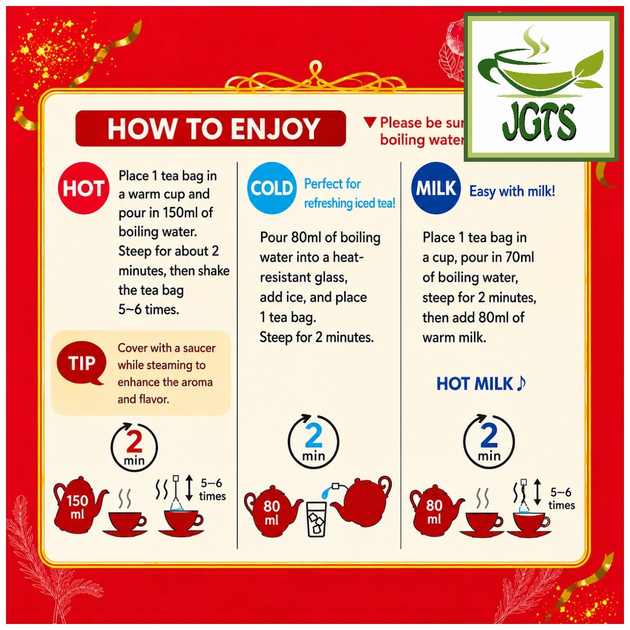 (TULLY'S & TEA) Honey Apple & Rooibos - Instructions to brew TULLY'S tea (E)
