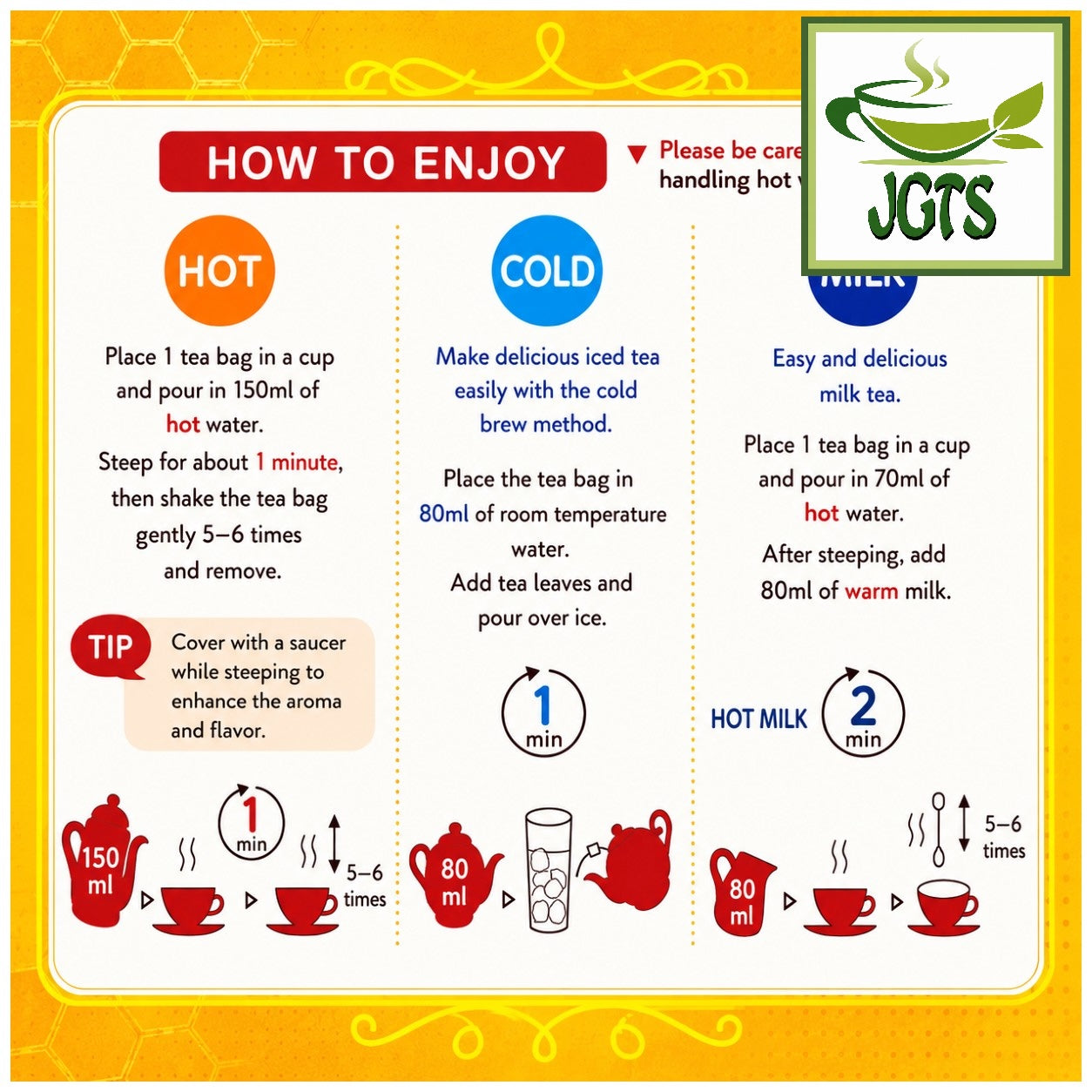 (TULLY'S & TEA) Honey Lemon & Ginger - Instructions to brew (E)