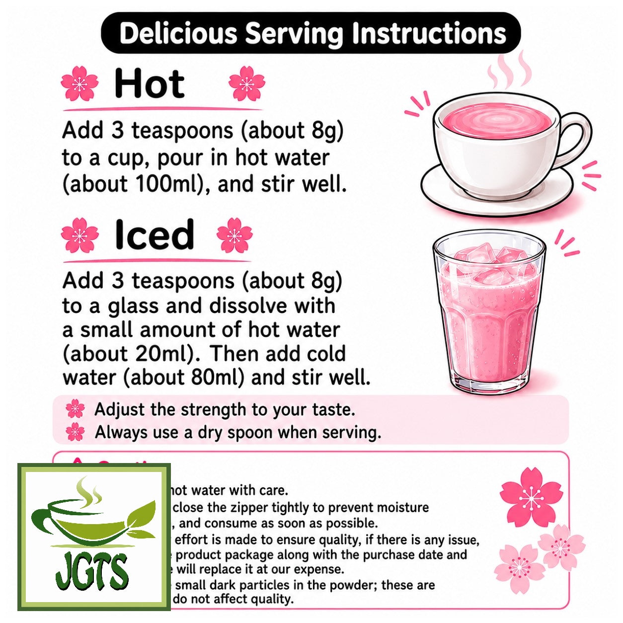Tea Boutique - Instant Sakura Latte - How to make Hot or Cold Sakura Latte English