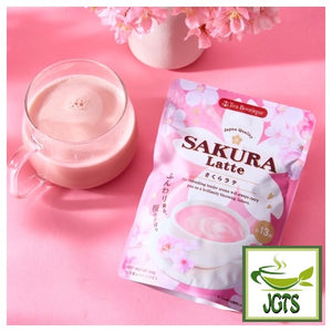 Tea Boutique Instant Sakura Latte - Package and full glass