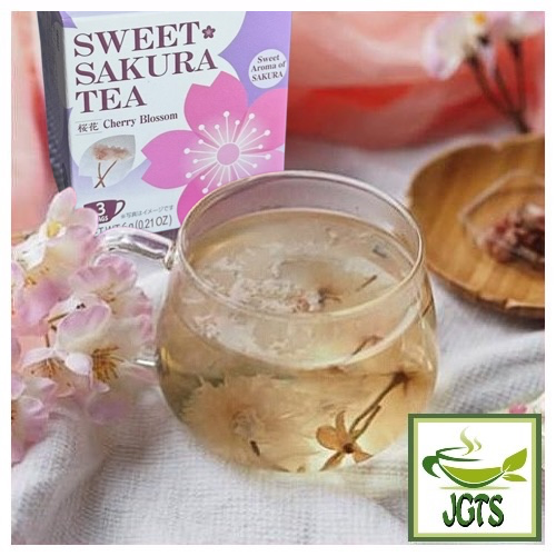 Tea Boutique Sweet Sakura Cherry Blossom Tea - Cherry blossoms tea in glass cup copy