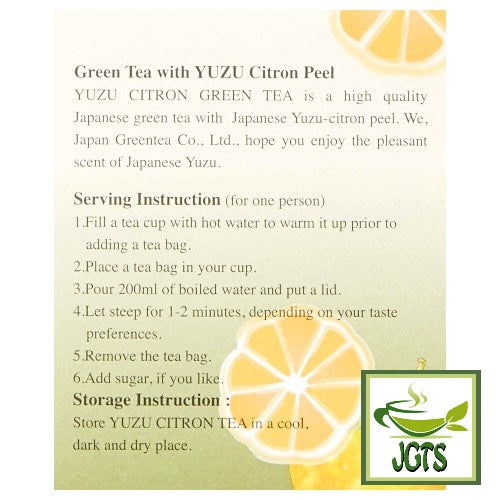 Tea Boutique Yuzu Green Tea (Green Tea with YUZU Citron) - Serving Instructions