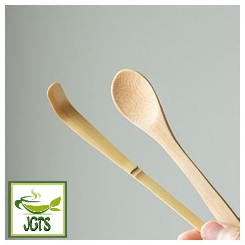 Tea Ceremony Set (Chasen, Chasaku, Tea Spoon) - Close up view Chasaku and tea spoon