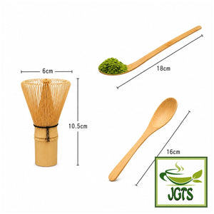 Tea Ceremony Set (Chasen, Chasaku, Tea Spoon) - Set measurements