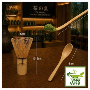 Tea Ceremony Set (Chasen, Chasaku, Tea Spoon) - Three piece set measurements
