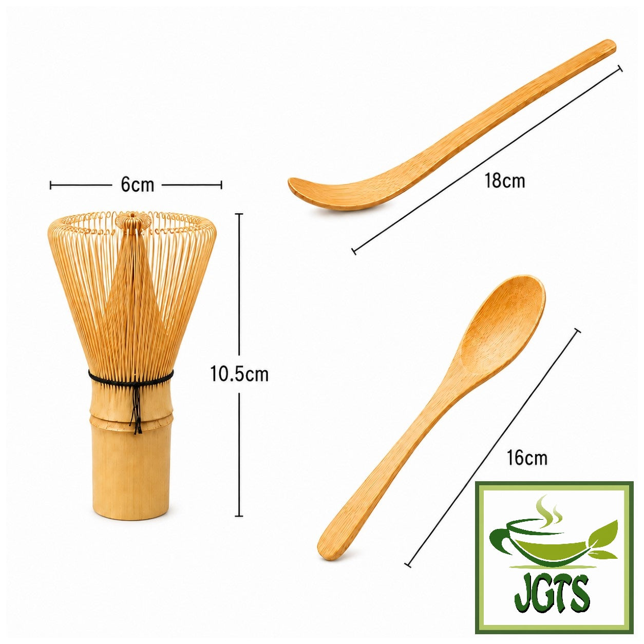 Tea Ceremony Set (Chasen, Chasaku and Tea Spoon) - Set measurements