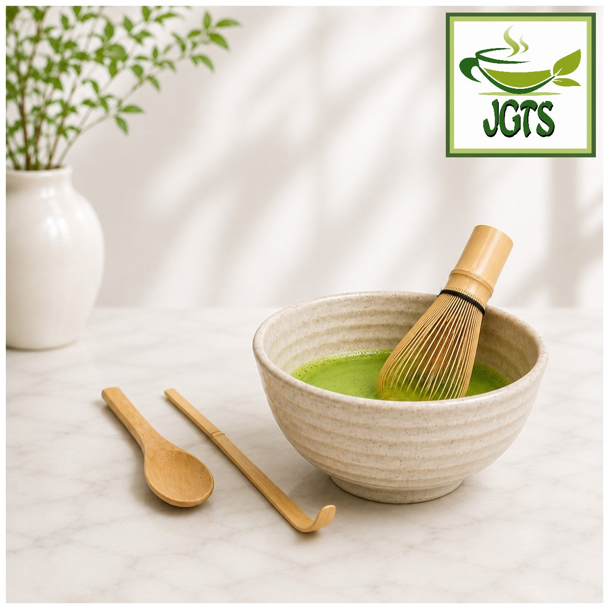 Tea Ceremony Set (Chasen, Chasaku and Tea Spoon) - set in use
