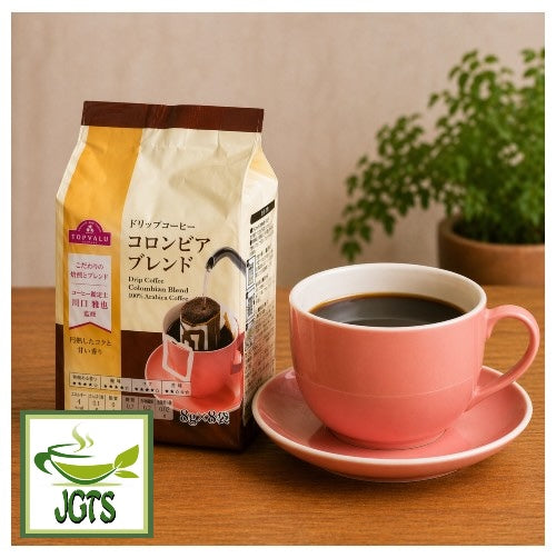 Top Value Colombian Blend Drip Coffee - Package and cup of coffee