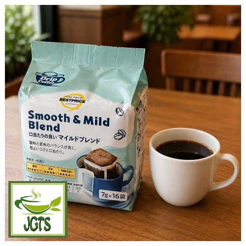Top Value Smooth & Mild Blend Drip Coffee - Product and cup of coffee