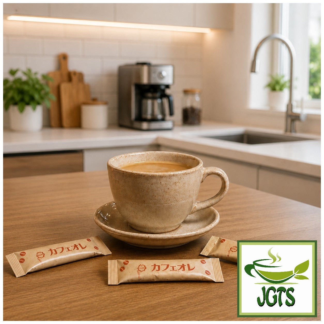 (Top Value) Cafe Au Lait Stick Coffee (8 Sticks) - Served hot in a cup