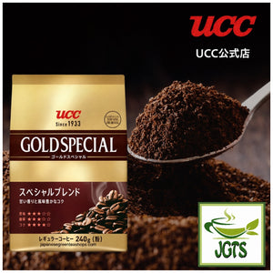 UCC - Gold Special "Special" Blend Ground Coffee  - Ground coffee on spoon