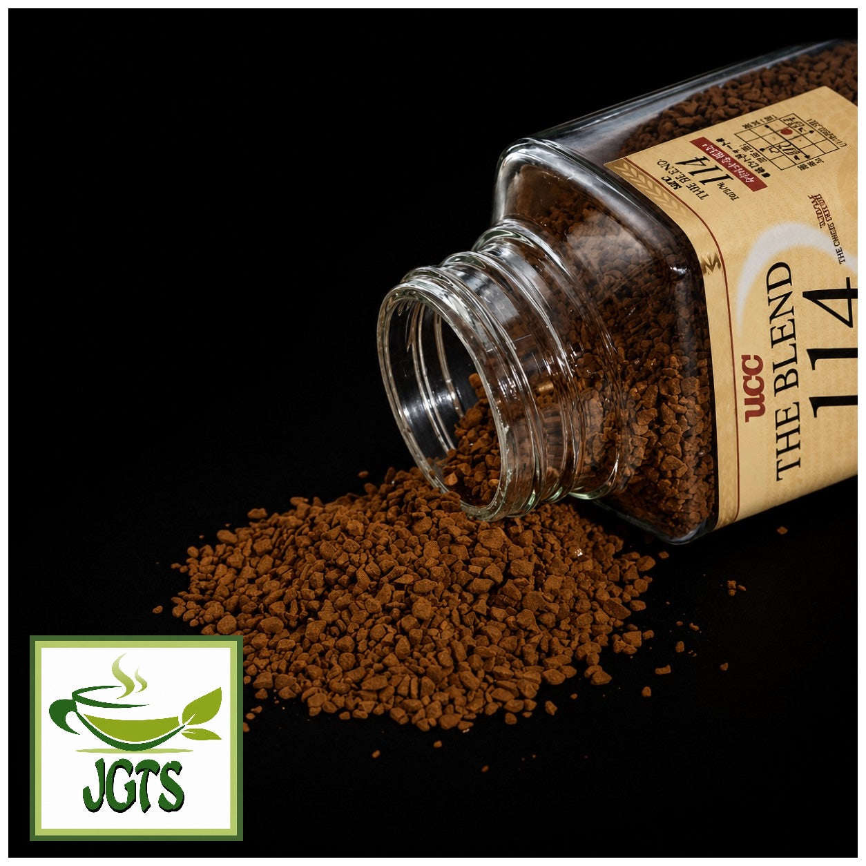 UCC - The Blend 114 Instant Coffee (Jar) - Jar with instant coffee pouring out 