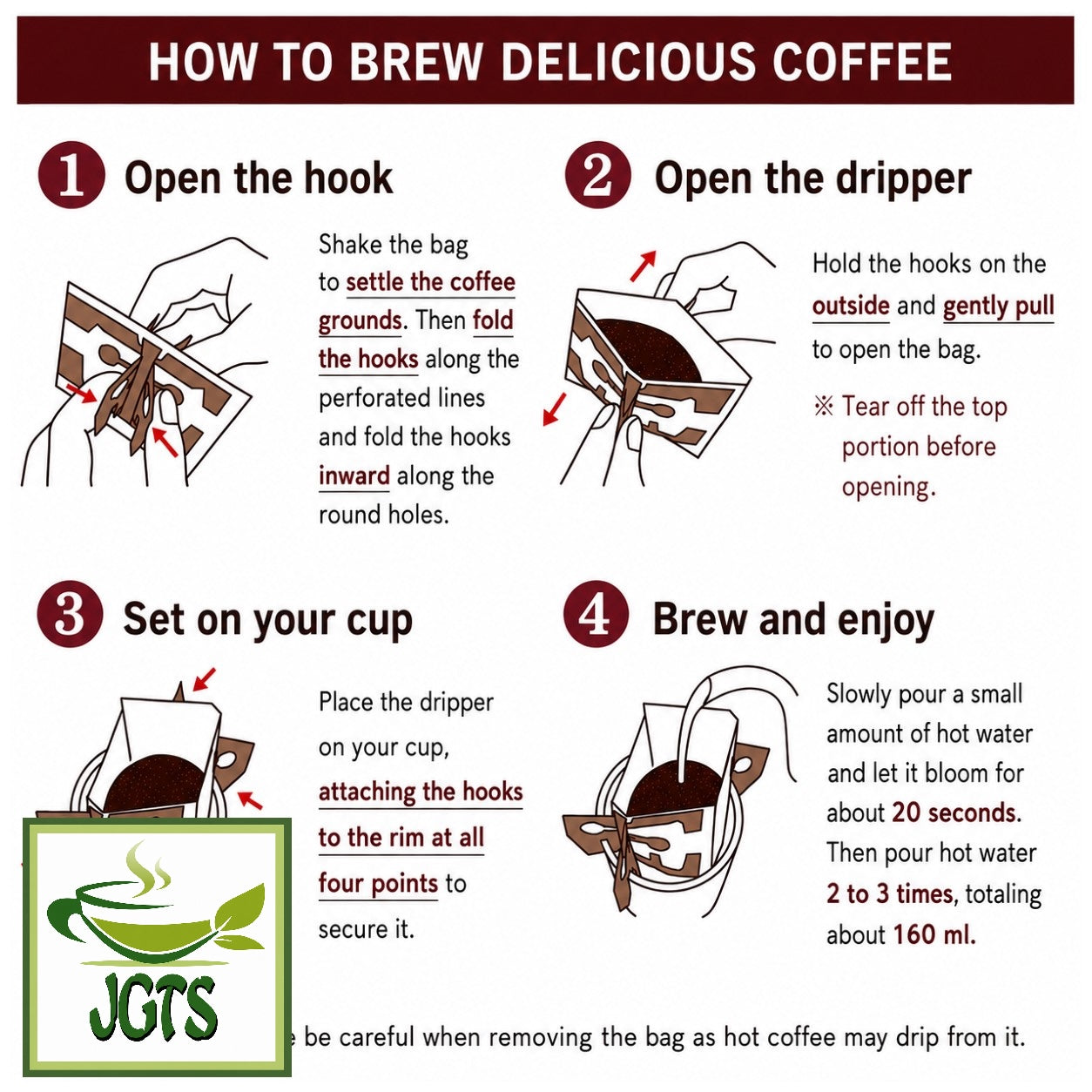 (UCC) - Coffee Exploration One-Drip Coffee Colombian Blend - Instructions to brew (E)