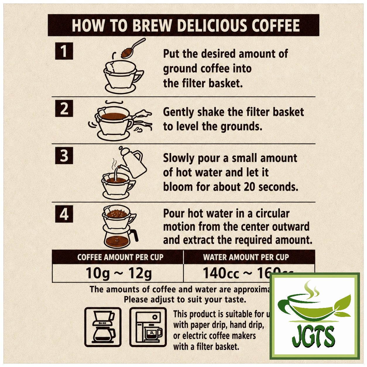 (UCC) - GOLD SPECIAL PREMIUM Ground Coffee Roasted Nuts - Instructions how to brew (E)