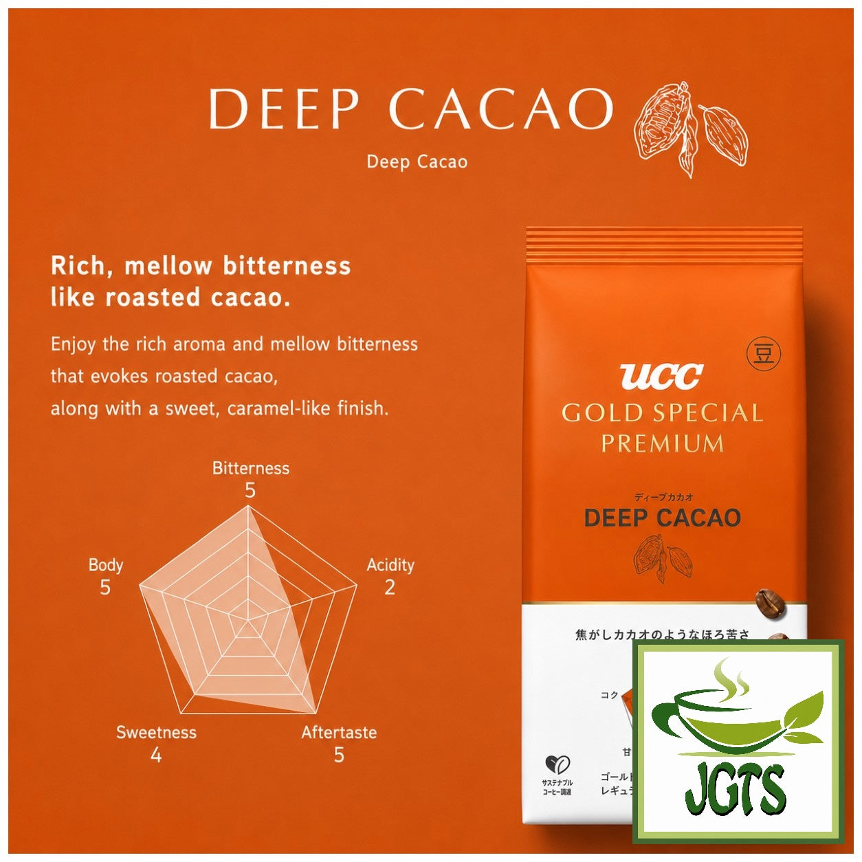 (UCC) - GOLD SPECIAL PREMIUM Roasted Beans Deep Cacao - Flavor chart (E)