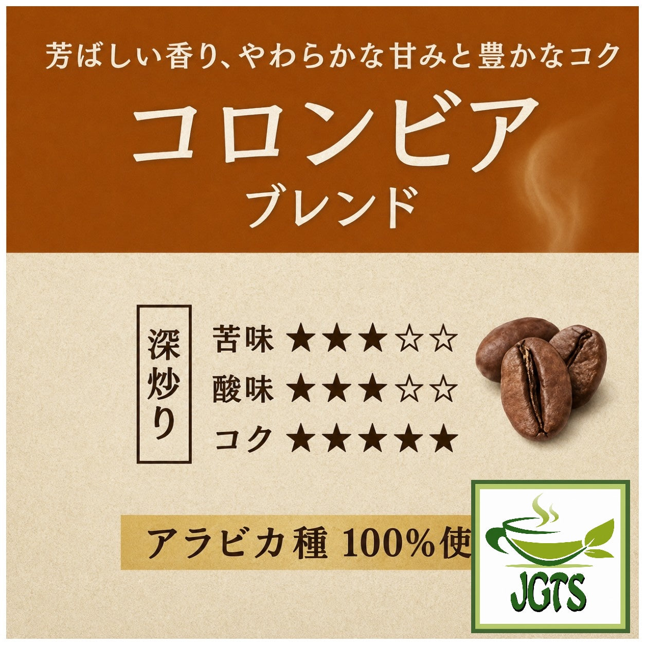 (UCC) . Coffee Exploration Roasted Beans Colombian Blend - Flavor chart