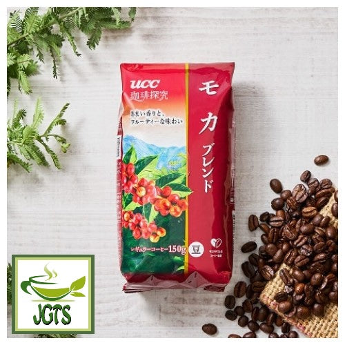 (UCC) Coffee Exploration Mocha Blend Coffee Beans - Package and coffee beans