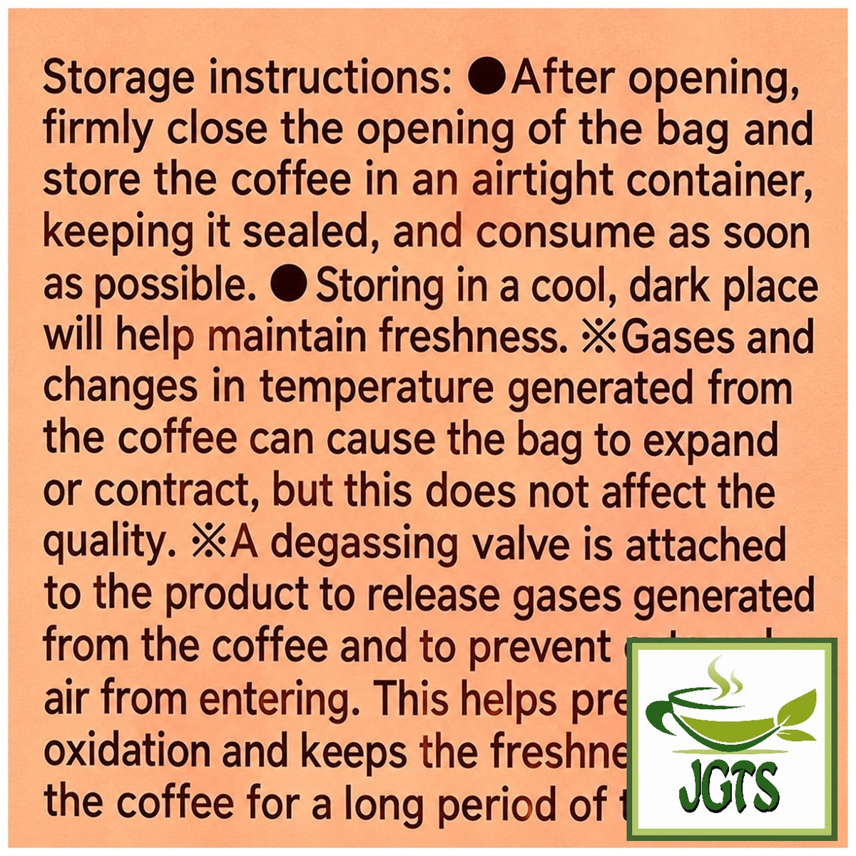 (UCC) &Healthy Delicious Triglyceride Care Ground Coffee - Storage instructions (E)