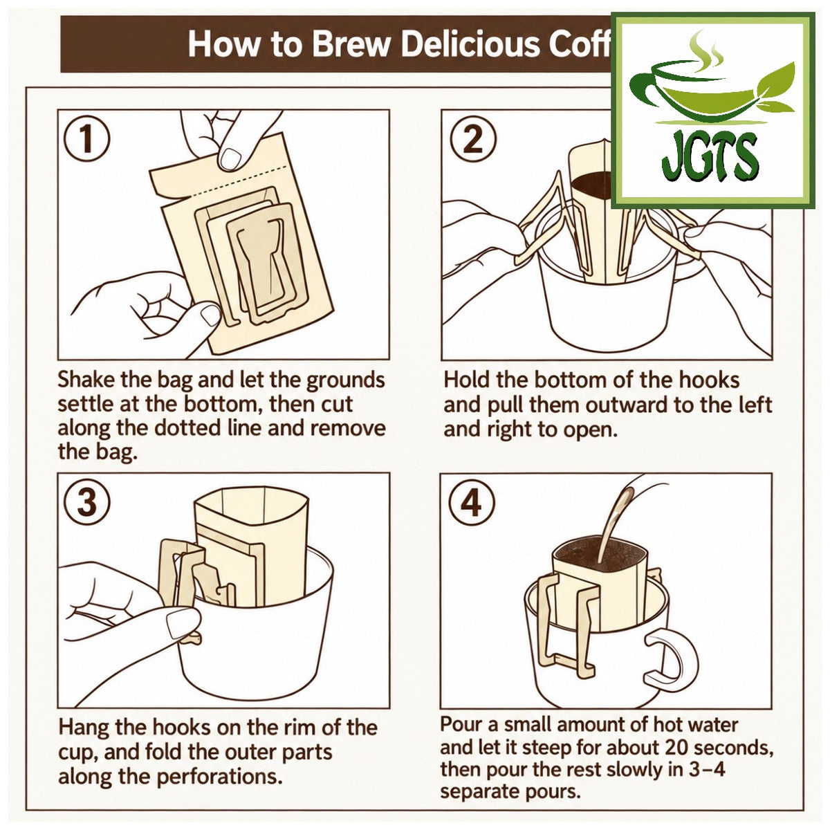 (Yamamoto Coffee) Drip Coffee Everyday Blend - Instructions to drip brew Yamamoto drip coffee packets (E)
