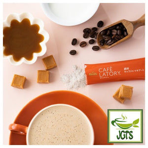 (AGF) Blendy Cafe Latory Rich Caramel Macchiato 7 Sticks - brewed in mug with caramel