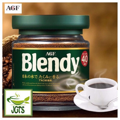 (AGF) Blendy Regular Mellow Rich Instant Coffee (Jar) Jar with Brewed coffee in cup