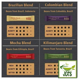 (AGF) Maxim Black In Box Assortment Instant Coffee 20 Sticks (40 grams) Flavor Chart