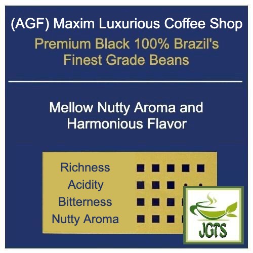 (AGF) Maxim Luxurious Coffee Shop Premium Black 100% Brazilian 20 Sticks Flavor chart