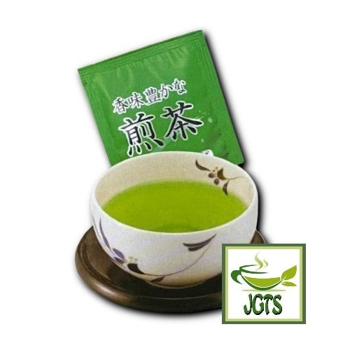 Asamiya Midori No Ocha Green Tea Bags 40 Pack - Brewed Green Tea bag in Cup