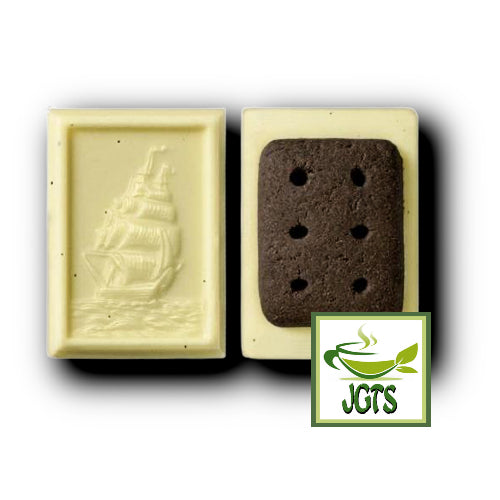 Bourbon Alfort Vanilla White Chocolate & Cocoa Biscuits - Cookie Front and Back view