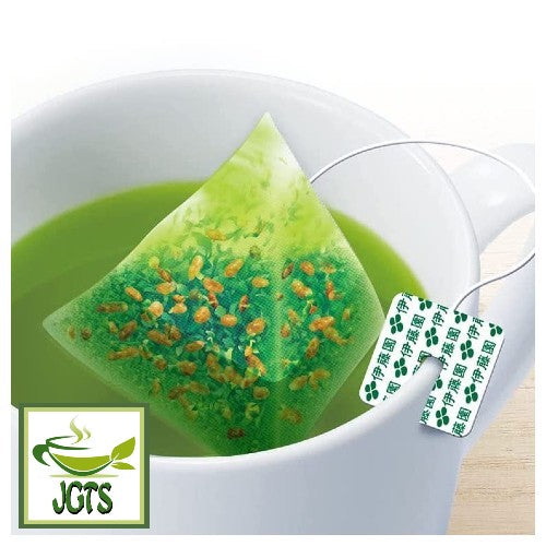 ITO EN Matcha Green Tea with Roasted Rice Premium Tea Bags - One individual tea bag in cup