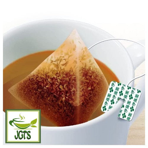 ITO EN Roasted Green Tea (Houjicha) Premium Tea Bags - One individual tea bag in cup