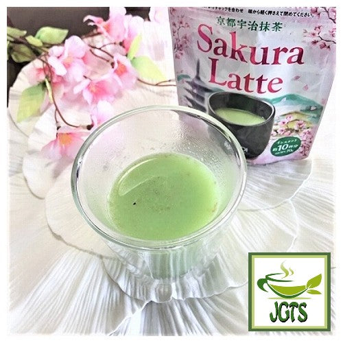 Kaldi Original Kyoto Uji Matcha Sakura Latte - Brewed in Glass