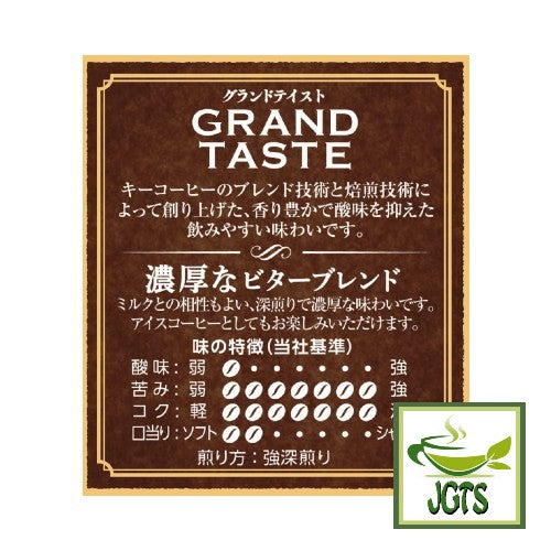 Key Coffee Grand Taste Rich Bitter Blend Ground Coffee - Flavor chart