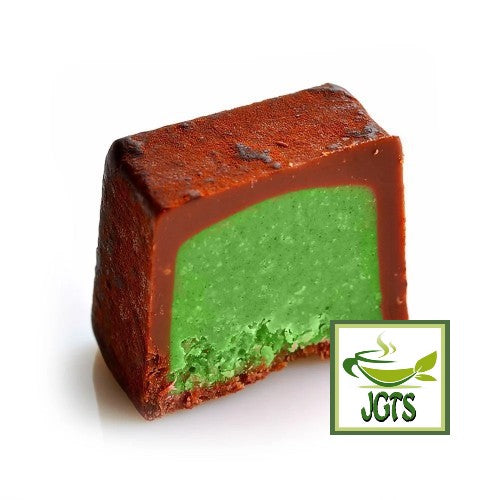 Meiji Melty Kiss First Picked Dark Matcha One Matcha chocolate piece cut view