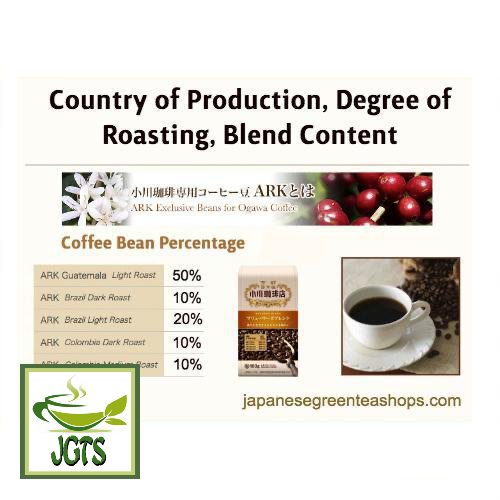 Ogawa Coffee Shop Brewers Blend Ground Coffee - Country of Bean Roasting Degree Blend Content