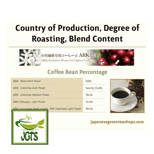 Ogawa Coffee Shop "Shop Blend" Ground Coffee - Country of Bean Roasting Degree Blend Content