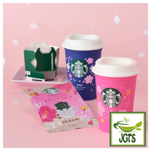 Starbucks Origami Personal Drip Coffee Spring Blend and Cup (1 Pack) - Pink and purple cups with package